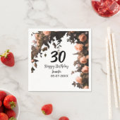 Roze roos  bloem moderne 30e verjaardag servet (Insitu)