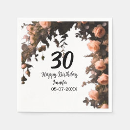 Roze roos  bloem moderne 30e verjaardag servet