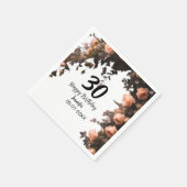 Roze roos  bloem moderne 30e verjaardag servet (Hoek)