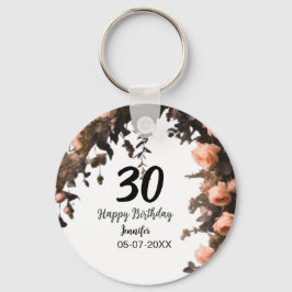 Roze roos  bloem moderne 30e verjaardag sleutelhanger