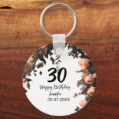 Roze roos bloem moderne 30e verjaardag sleutelhanger (Voorkant)