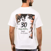 Roze roos bloem moderne 30e verjaardag t-shirt (Achterkant)