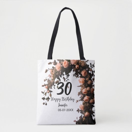 Roze roos bloem moderne 30e verjaardag tote bag (Voorkant)