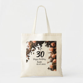 Roze roos  bloem moderne 30e verjaardag tote bag