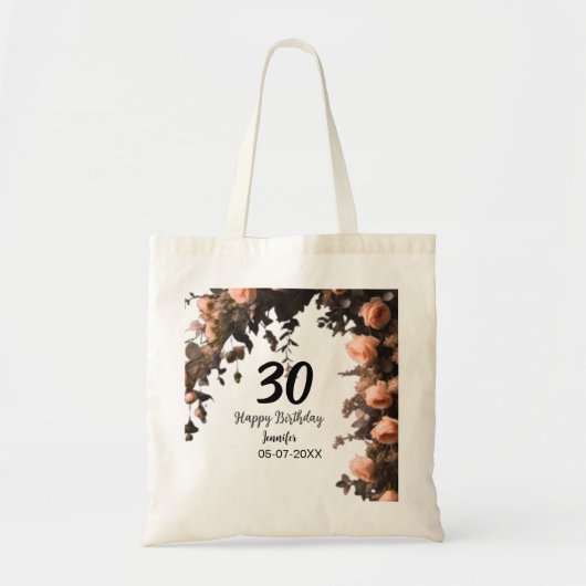Roze roos  bloem moderne 30e verjaardag tote bag (Voorkant)