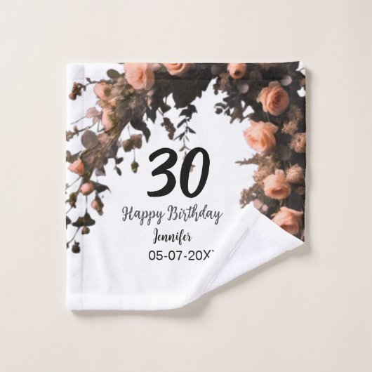 Roze roos bloem moderne 30e verjaardag washandje (Wasdoekje)