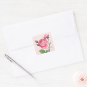Roze roos bloem moderne pastel vierkante sticker (Envelop)
