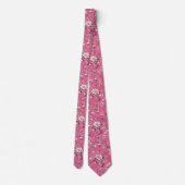 Roze Roos Bloem Motief Chinoiserie Stropdas (Achterkant)