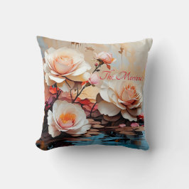 Roze roos bloem muur klok kussen