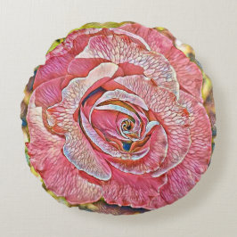 Roze roos bloem rond kussen