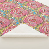 Roze roos bloem sherpa deken (3/4)
