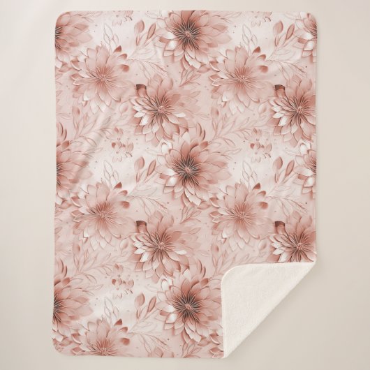 Roze Roos Bloem Sherpa Deken (Voorkant)