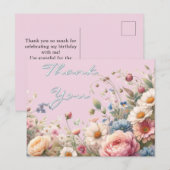 Roze Roos Bloem Verjaardag Dank Je Postkaart (Voorkant / Achterkant)