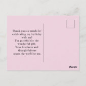 Roze Roos Bloem Verjaardag Dank Je Postkaart (Achterkant)