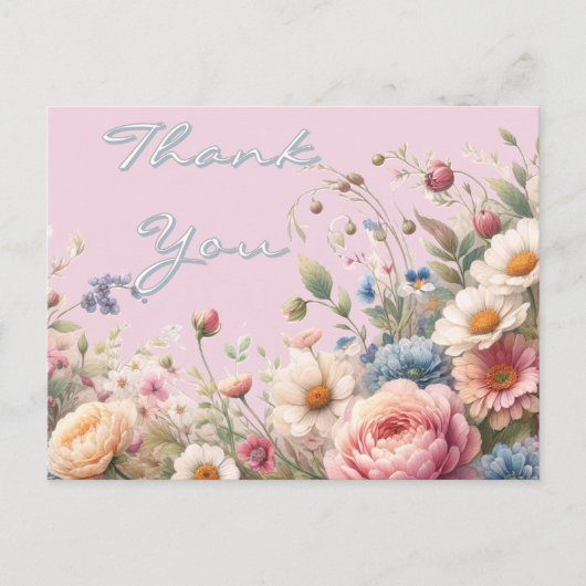 Roze Roos Bloem Verjaardag Dank Je Postkaart (Voorkant)