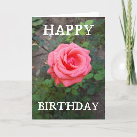 Roze Roos Bloem Verjaardag Kaart (Voorkant)