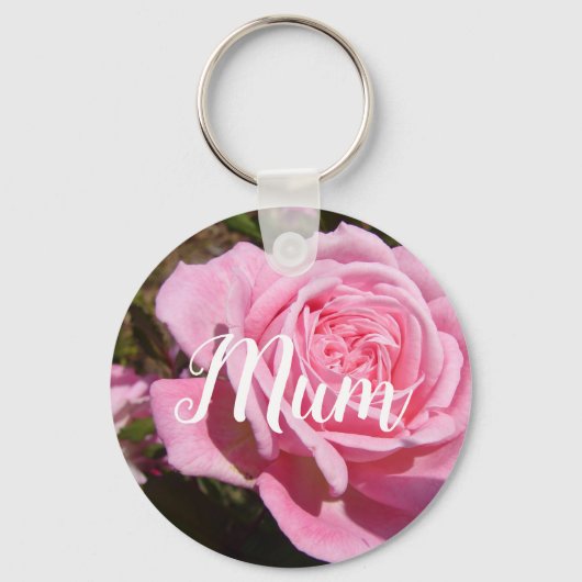 Roze Roos Bloem Verjaardag Sleutelhanger (Voorkant)