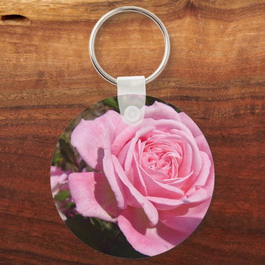 Roze Roos Bloem Verjaardag Sleutelhanger (Achterkant)