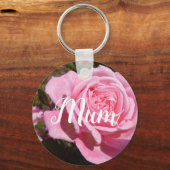 Roze Roos Bloem Verjaardag Sleutelhanger (Voorkant)