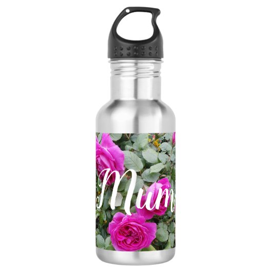 Roze Roos Bloem Verjaardag Waterfles (Voorkant)