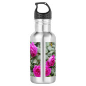 Roze Roos Bloem Verjaardag Waterfles (Achterkant)