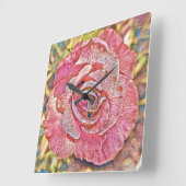 Roze roos bloem vierkante klok (Hoek)