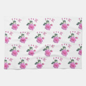 Roze Roos Bloem Vlinder Harten Handdoek (Horizontaal)