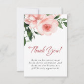 Roze Roos Bloemachtige Bruiloft Feest Bedankkaart (Voorkant)