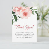 Roze Roos Bloemachtige Bruiloft Feest Bedankkaart (Staand voorkant)