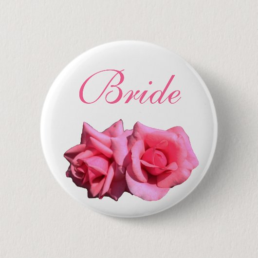roze roos bloemen bruid of bruidegom trouwen ronde button 5,7 cm (Voorkant)