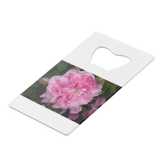 Roze  Roos bloemen Creditkaart Flessenopener (Achterkant Gekanteld)