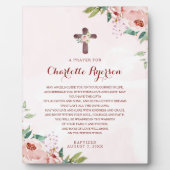 Roze Roos Bloemen Doop Gebedsteken Fotoplaat (Voorkant)
