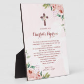 Roze Roos Bloemen Doop Gebedsteken Fotoplaat (Zijkant)