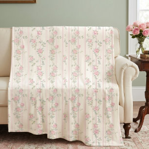 Roze Roos Bloemen Fleece Deken