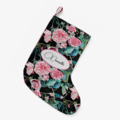 Roze Roos bloemen Florence Name Stocking Kleine Kerstsok (Voorkant (Hangend))