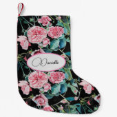 Roze  Roos bloemen Florence Name Stocking Kleine Kerstsok (Voorkant)