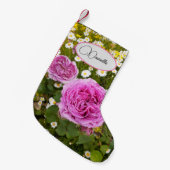 Roze Roos bloemen Florence Name Stocking Kleine Kerstsok (Voorkant (Hangend))