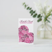 Roze roos Bloemen hart bloemisten bruiloft planner Visitekaartje (Staand voorkant)