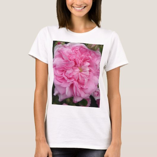 Roze  Roos bloemen T-shirt (Voorkant)