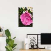Roze Roos Bloemen Tuin L'Ouche Kool Poster (Thuiskantoor)