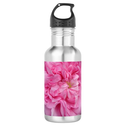 Roze Roos bloemen Waterfles (Voorkant)