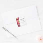 Roze roos bloemenbruids bruiloft dank u vierkante sticker (Envelop)