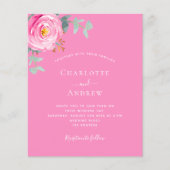 Roze roos bloemenbudget bruiloft uitnodiging (Voorkant)