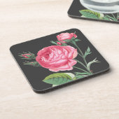 Roze roos bloemend modern bier onderzetter (Linkerzijde)