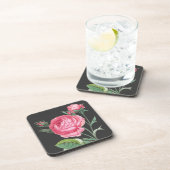 Roze roos bloemend modern bier onderzetter (Rechterzijde)