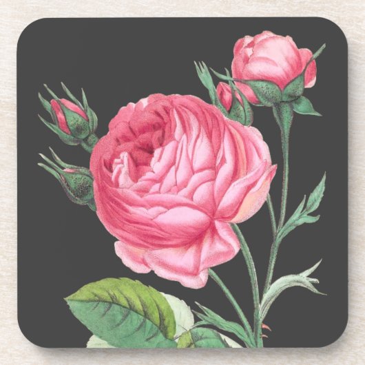 Roze roos bloemend modern bier onderzetter (Voorkant)
