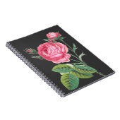 Roze roos bloemend modern notitieboek (Rechterzijde)