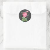 Roze roos bloemend modern ronde sticker (Tas)
