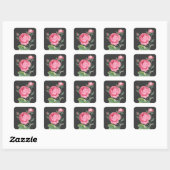 Roze roos bloemend modern vierkante sticker (Vel)