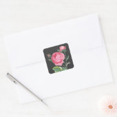 Roze roos bloemend modern vierkante sticker (Envelop)